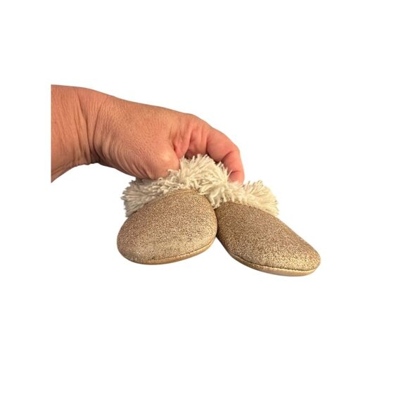 UGG Baby Gold Glitter Ballet Flats Faux Fur Lined Slip-On Shoes Size 4/5 - Picture 6 of 6